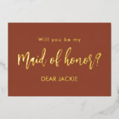 メイド・オブ・オーナー(花嫁付き添い人)ブラウンテラコッタ提案 箔招待状 (正面)