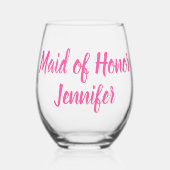 メイド・オブ・オーナー(花嫁付き添い人)ブリーズメイドピンク結婚ズ ステムなしワイングラス (正面)
