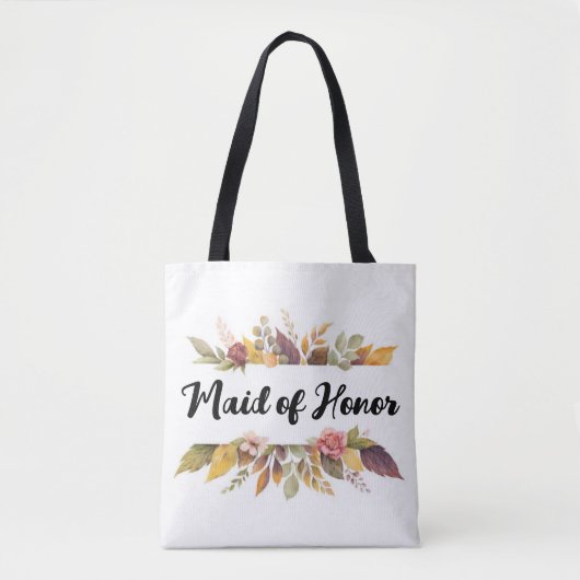メイド・オブ・オーナー(花嫁付き添い人)ブルゴーニュフローラ秋秋の結婚式 トートバッグ (正面)