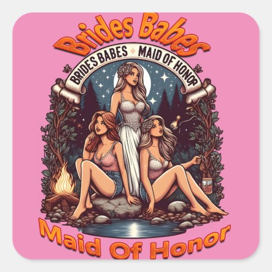メイド・オブ・オーナー(花嫁付き添い人)プライドAお祝いブライダルパーティ スクエアシール (正面)