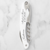 メイド・オブ・オーナー（花嫁付き添い人）ホワイトブラック結婚のコルクねじ ソムリエナイフ (裏面)