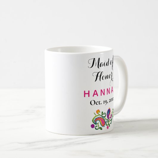 メイド・オブ・オーナー（花嫁付き添い人）モダンタイポグラフィス結婚クリプト コーヒーマグカップ (正面右)