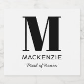 メイド・オブ・オーナー（花嫁付き添い人）モノグラム名 スパークリングワインラベル (シングルラベル)