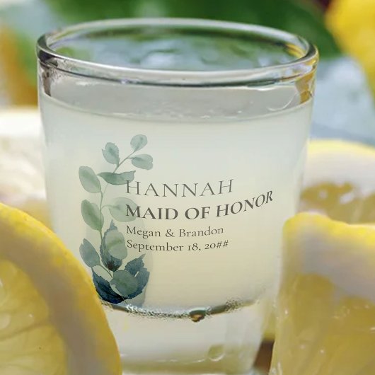 メイド・オブ・オーナー（花嫁付き添い人）ユーカリ結婚グリネリーカスタムズ ショットグラス
