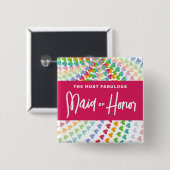 メイド・オブ・オーナー(花嫁付き添い人)レインボーハートス結婚パント 缶バッジ (正面&裏面)