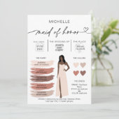 メイド・オブ・オーナー（花嫁付き添い人）情報カードカラーパレットインフォグラフィック 招待状 (スタンド正面)