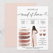 メイド・オブ・オーナー（花嫁付き添い人）情報カードカラーパレットインフォグラフィック 招待状 (正面/裏面)