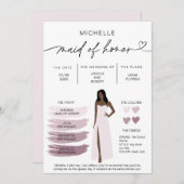 メイド・オブ・オーナー(花嫁付き添い人)情報カードブライダルパーティ情報 招待状 (正面/裏面)