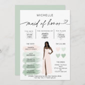 メイド・オブ・オーナー(花嫁付き添い人)情報セージのカラーパレットインフォグラフィック 招待状 (正面/裏面)