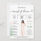 メイド・オブ・オーナー（花嫁付き添い人）情報セージのカラーパレットインフォグラフィック 招待状 (正面)