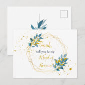 メイド・オブ・オーナー（花嫁付き添い人）招待状はがきブライダルパーティ インビテーションポストカード (正面/裏面)