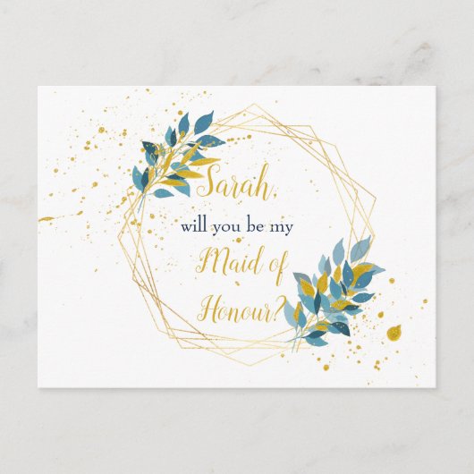 メイド・オブ・オーナー（花嫁付き添い人）招待状はがきブライダルパーティ インビテーションポストカード (正面)