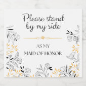 メイド・オブ・オーナー（花嫁付き添い人）招待状バブリーシャンパンプロセッコ スパークリングワインラベル (シングルラベル)