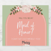 メイド・オブ・オーナー（花嫁付き添い人）招待状バブリーシャンパンプロセッコ スパークリングワインラベル (シングルラベル)