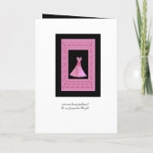 メイド・オブ・オーナー（花嫁付き添い人）招待状ピンクドレスペタルトリム 招待状 (裏面)