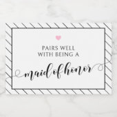 メイド・オブ・オーナー（花嫁付き添い人）提案ブラックピンクきらめくワインl スパークリングワインラベル (シングルラベル)