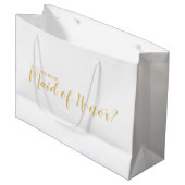 メイド・オブ・オーナー（花嫁付き添い人）提案モダンスクリプト金ゴールド ラージペーパーバッグ (正面アングル)