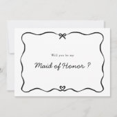 メイド・オブ・オーナー（花嫁付き添い人）提案可愛い弓ハート枠 招待状 (正面)