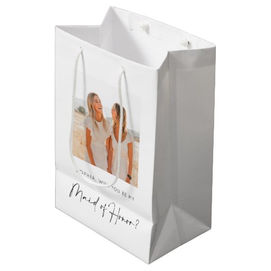 メイド・オブ・オーナー（花嫁付き添い人）提案抱き枕と写真 ミディアムペーパーバッグ (正面アングル)