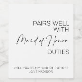 メイド・オブ・オーナー（花嫁付き添い人）提案義務と相性 ワインラベル (シングルラベル)