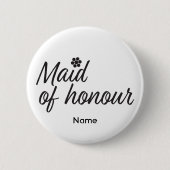 メイド・オブ・オーナー（花嫁付き添い人）文字と花 缶バッジ (正面)