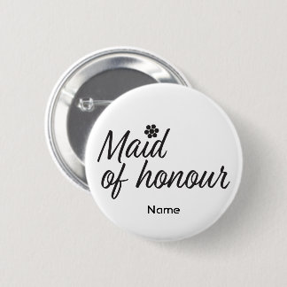 メイド・オブ・オーナー（花嫁付き添い人）文字と花 缶バッジ