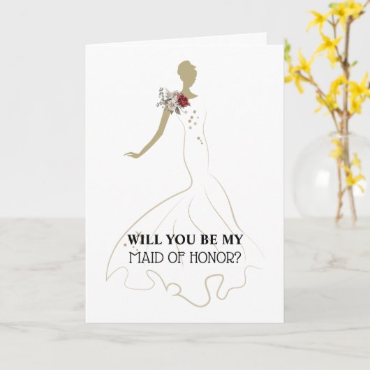 メイド・オブ・オーナー(花嫁付き添い人) |新婦のドレ結婚スを着た カード (黄色い花)