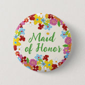 メイド・オブ・オーナー(花嫁付き添い人)春の花シ結婚ックの名前タグ 缶バッジ (正面)