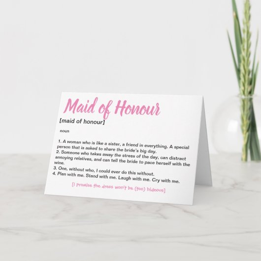 メイド・オブ・オーナー（花嫁付き添い人）案 招待状 (正面)