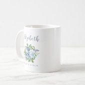メイド・オブ・オーナー（花嫁付き添い人）水彩フローラダスティブルー結婚ズ コーヒーマグカップ (正面左)