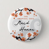 メイド・オブ・オーナー(花嫁付き添い人)熱帯花スワーズシック結婚ズ 缶バッジ (正面)