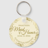 メイド・オブ・オーナー(花嫁付き添い人)結婚のギフト金ゴールドフリルオンクリーム キーホルダー (正面)