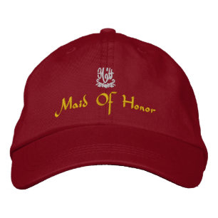 メイド・オブ・オーナー(花嫁付き添い人)結婚赤 刺繍入りキャップ