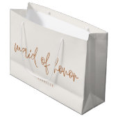 メイド・オブ・オーナー（花嫁付き添い人）自然ボホ手書きスクリプト ラージペーパーバッグ (正面アングル)