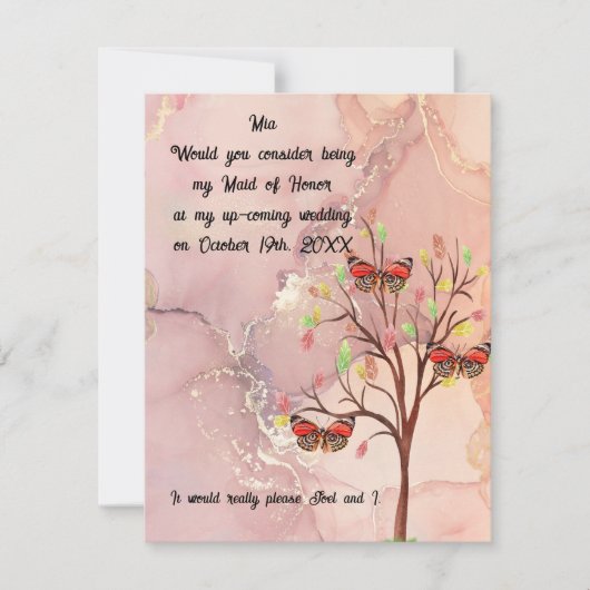 メイド・オブ・オーナー（花嫁付き添い人）要求秋の結婚式イベント ノートカード (正面)