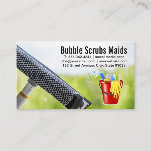 メイド | スキージ清掃窓 名刺 (正面)