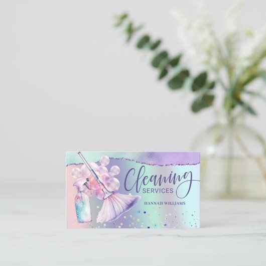 メイド&ハウスクリーニングサービスホログラフィック 名刺 (スタンド正面)