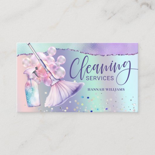 メイド&ハウスクリーニングサービスホログラフィック 名刺 (正面)