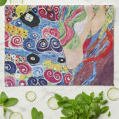 メイド(ヴァージン)、グスタフクリムト、ヴィンテージアールヌーボー キッチンタオル (折り畳み)