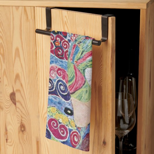 メイド(ヴァージン)、グスタフクリムト、ヴィンテージアールヌーボー キッチンタオル (三つ折り)