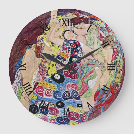 メイド(ヴァージン)、グスタフクリムト、ヴィンテージアールヌーボー ラージ壁時計 (正面)