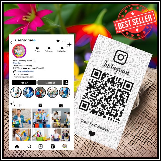 メイド 清掃 インスタグラム | 白い QRコード ハウスキーピング 名刺