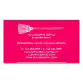 メイド 清掃 ハウスキーパー ネオン ピンク マグネット名刺 (正面)