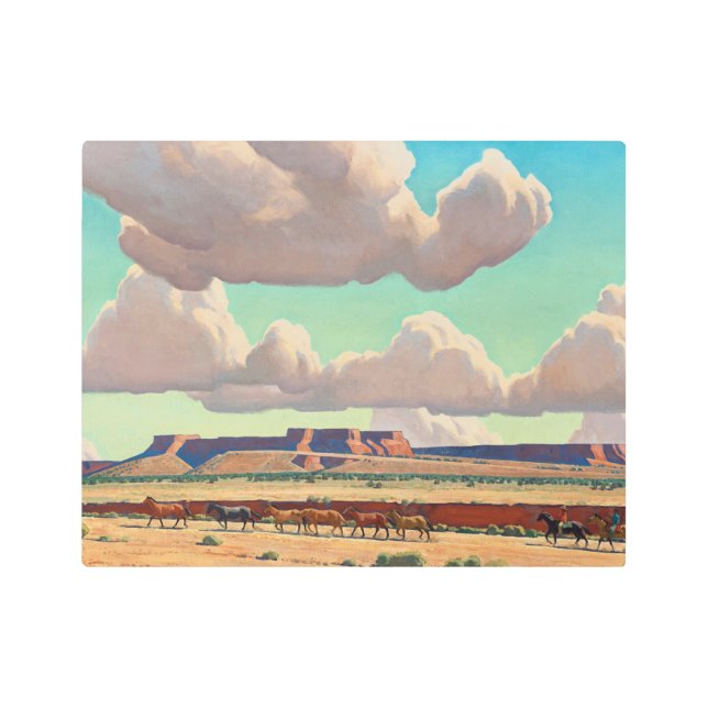 メイナード・ディクソンによるナバホの広い土地 メタルプリント (正面)