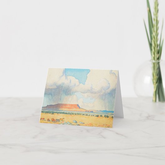 メイナード・ディクソンによるメサへの雨 サンキューカード (正面)