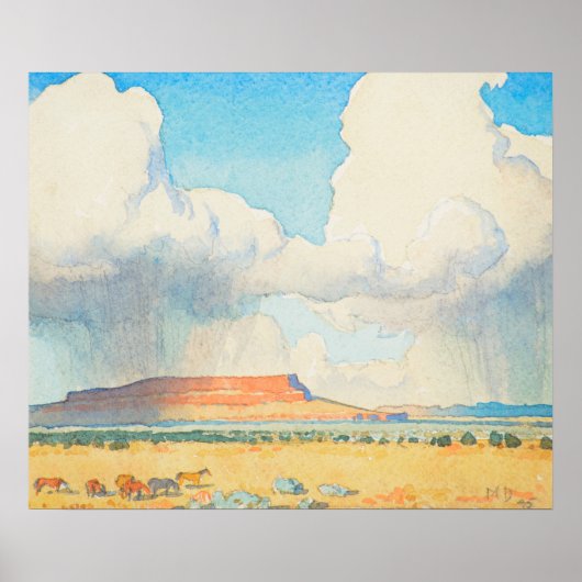 メイナード・ディクソンによるメサへの雨 ポスター (正面)