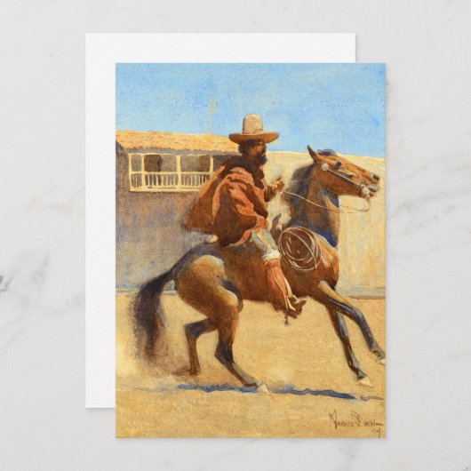 メイナード・ディクソンによる旧カリフォルニアのランチェロ サンキューカード (正面/裏面)