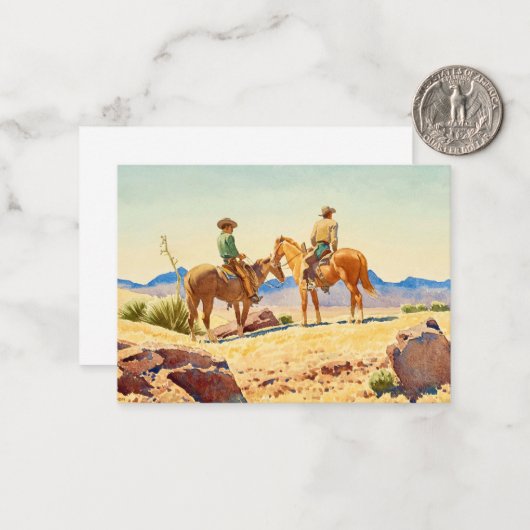 メイナード・ディクソンによる馬のカウボーイズ ノートカード (正面/裏面インサイチュ)