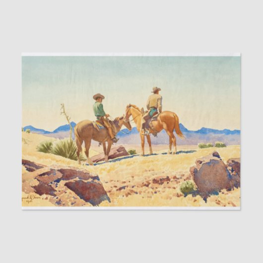 メイナード・ディクソンによる馬のカウボーイズ 薄葉紙 (正面)