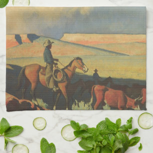 メイナード・ディクソンによる「Vintage Cowboys, Open Range」 キッチンタオル